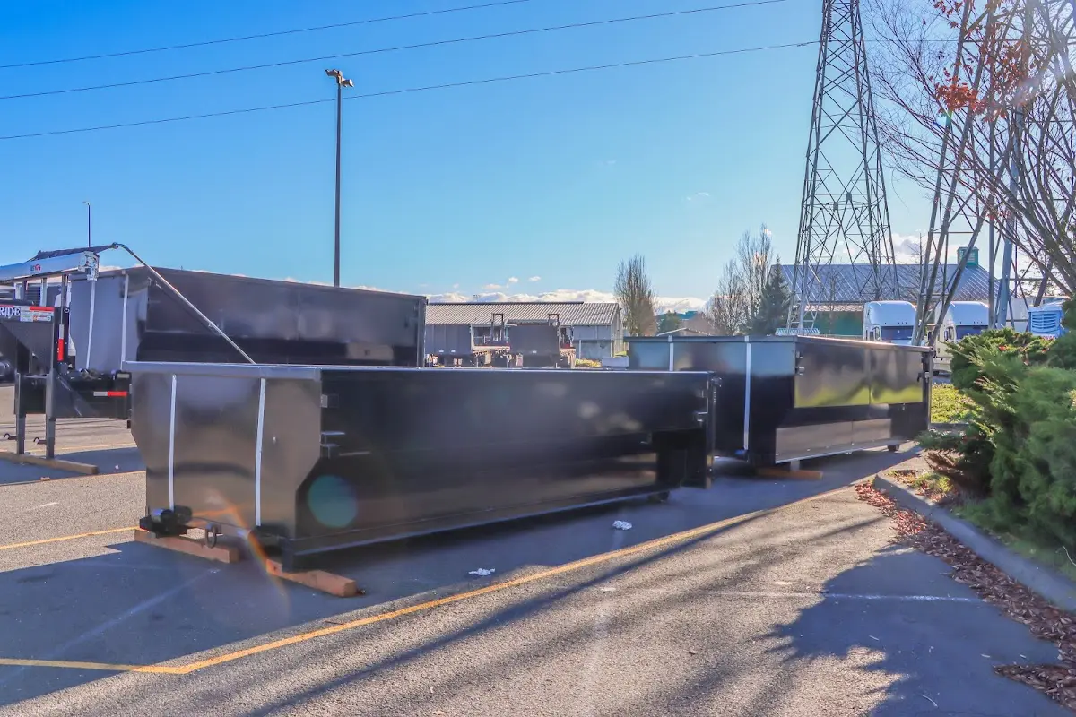 Roll-off dumpster ready for waste disposal at job site for Yard Waste Dumpster Rental in Nevada